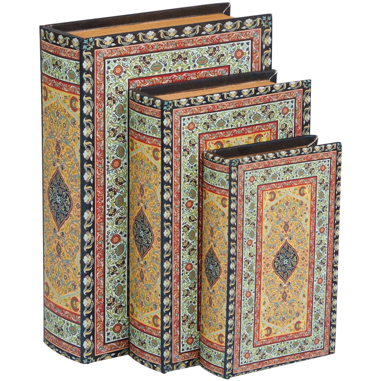 Arabesque Pattern Canvas Storage Book Box Set